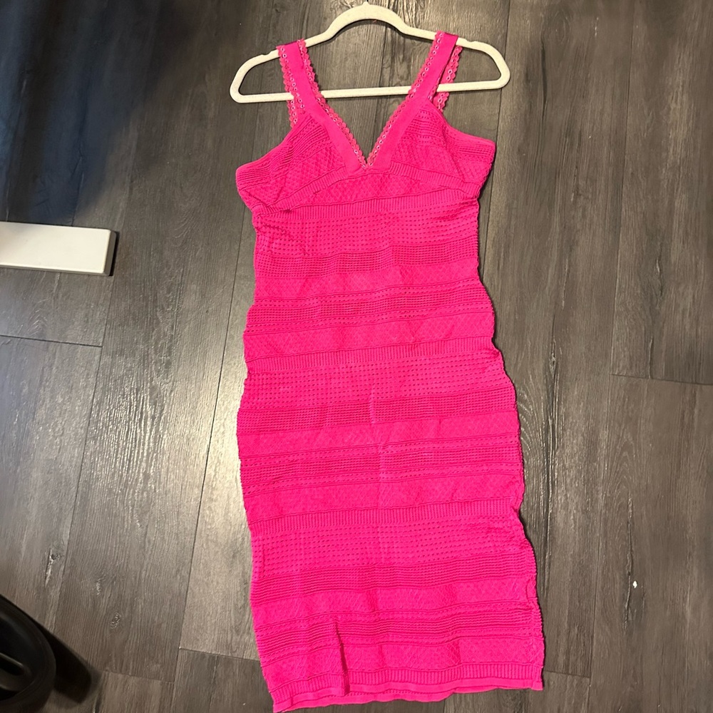 Bebe Hot Pink Dress Medium Midi